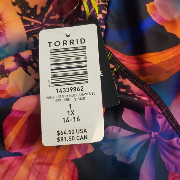 Torrid Swim Rash Guard Shirt Colorful Floral - Picture 9 of 12